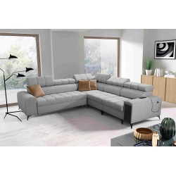 Venna III corner sofa with sleeping function, USB port, and opening bar - Plush, Avra 16
