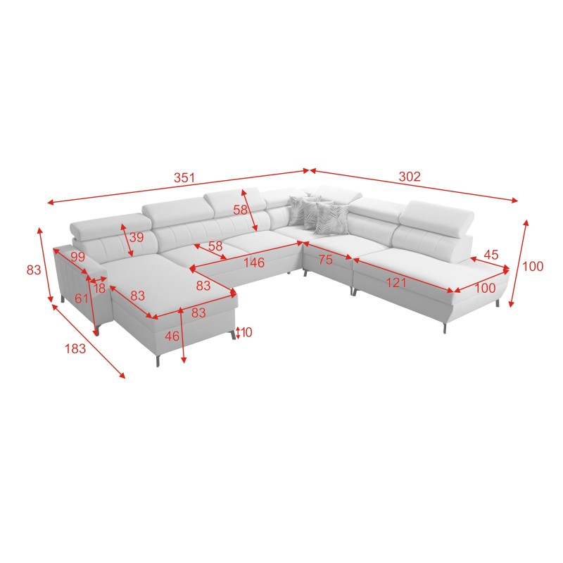 Arco IX - Luxury Corner Sofa with Sleeping Function | Comfortable and Practical Furniture