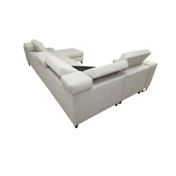 Sofá en forma de U Avanti IV Mini con función de cama de terciopelo, Whisper 3 + Eco-cuero | Muebles para tu hogar