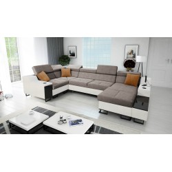 Avanti IV Mini U-shaped Corner Sofa with Sleeping Function, Velvet, Whisper 5 + Eco-leather | Furniture for Your Home