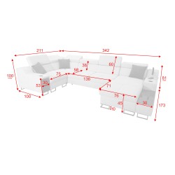 Ecksofa U Avanti IV Mini mit Schlaffunktion Velours, Whisper 5 | Möbel für Ihr Zuhause