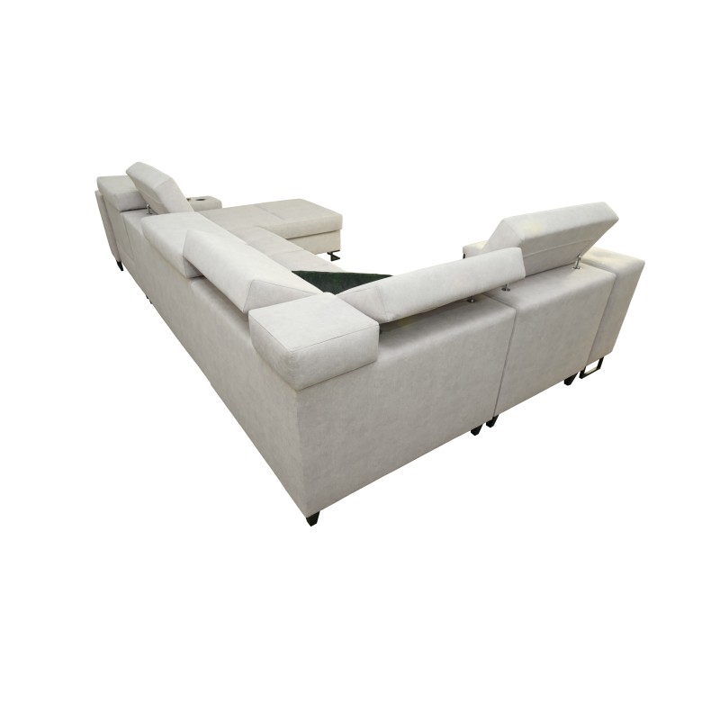 Avanti IV Mini U-Shaped Sofa with Sleeping Function, Velvet Whisper 9 + Black Eco-Leather | Furniture for Your Home