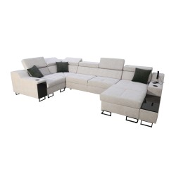 Sofá Esquinero en U Avanti IV Mini con función de cama, Terciopelo, Whisper 9 | Muebles para tu hogar