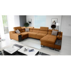 Sofá Esquinero en U Avanti IV Mini con función de cama, Terciopelo, Whisper 9 | Muebles para tu hogar