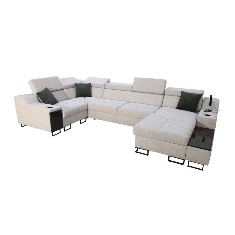 Corner Sofa U Avanti IV Mini with Sleeping Function Velvet, Whisper 11 + Black Eco-leather | Furniture for Your Home