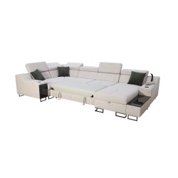 Corner Sofa U Avanti IV Mini with Sleeping Function Velvet, Whisper 11 + Black Eco-leather | Furniture for Your Home