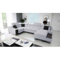 Avanti IV Mini U-shaped Sofa with Sleeping Function in Velvet, Sawana 84 | Furniture for Your Home