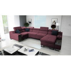 Avanti IV Mini U-Shaped Sofa with Sleeping Function in Velour, Sawana 14 | Furniture for Your Home