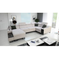 Avanti IV Mini Corner Sofa with Sleeping Function Velour, Whisper 16 | Furniture for Your Home