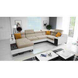 Corner Sofa U Avanti IV Mini with Sleeping Function Velour, Whisper 3 + Eco-leather | Furniture for Your Home