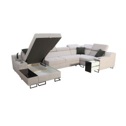 Avanti IV Mini U-shaped Sofa with Sleeping Function Velvet, Whisper 3 | Furniture for Your Home