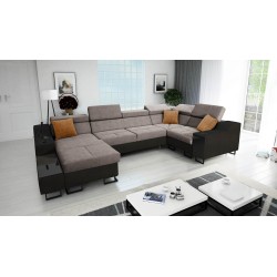 Avanti IV Mini U-shaped Sofa with Sleeping Function, Velvet Whisper 5 + Black Eco-leather | Furniture for Your Home