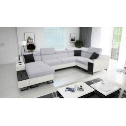 Esquina U Avanti IV Mini con función de dormir Velur, Sawana 84 + Ecopiel | Muebles para tu hogar