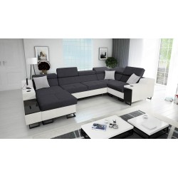 Narożnik U Avanti IV Mini z funkcją spania Welur, Sawana 96 + Ecoskóra | Meble do Twojego domu