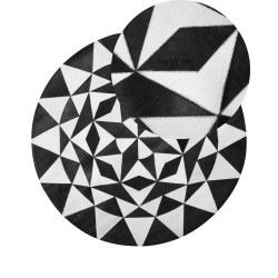 Dywan okrągły skórzany ⌀ 140 cm czarno-biały TURGUTLU