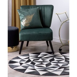 Dywan okrągły skórzany ⌀ 140 cm czarno-biały TURGUTLU