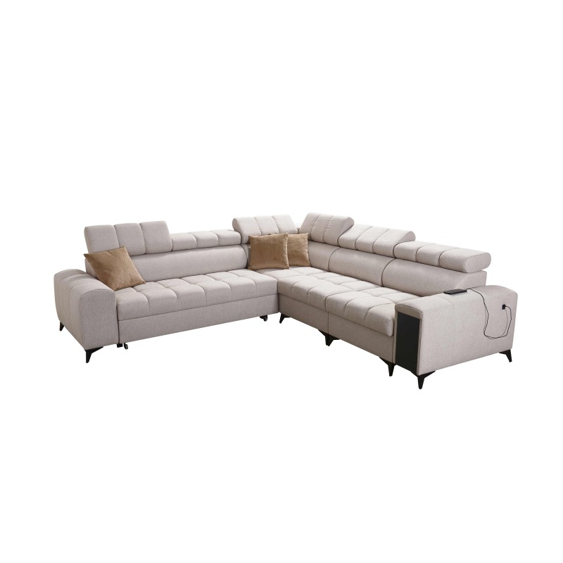 Venna III corner sofa with a sleeping function, USB port, and an opening bar - Plush, Avra 2