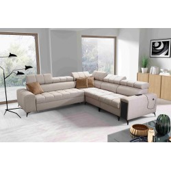 Venna III corner sofa with a sleeping function, USB port, and an opening bar - Plush, Avra 2