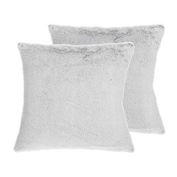 Zestaw 2 poduszek dekoracyjnych CLEMATIS Sztuczne futro 45 x 45 cm Jasnoszary Jednolity