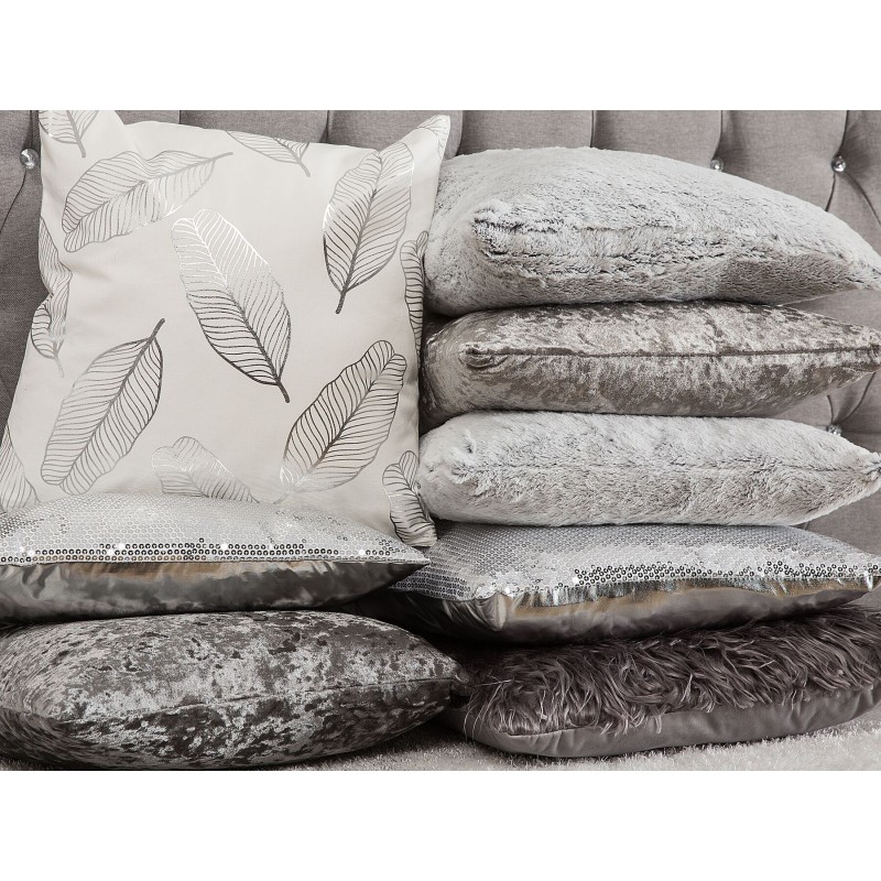 Zestaw 2 poduszek dekoracyjnych CLEMATIS Sztuczne futro 45 x 45 cm Jasnoszary Jednolity