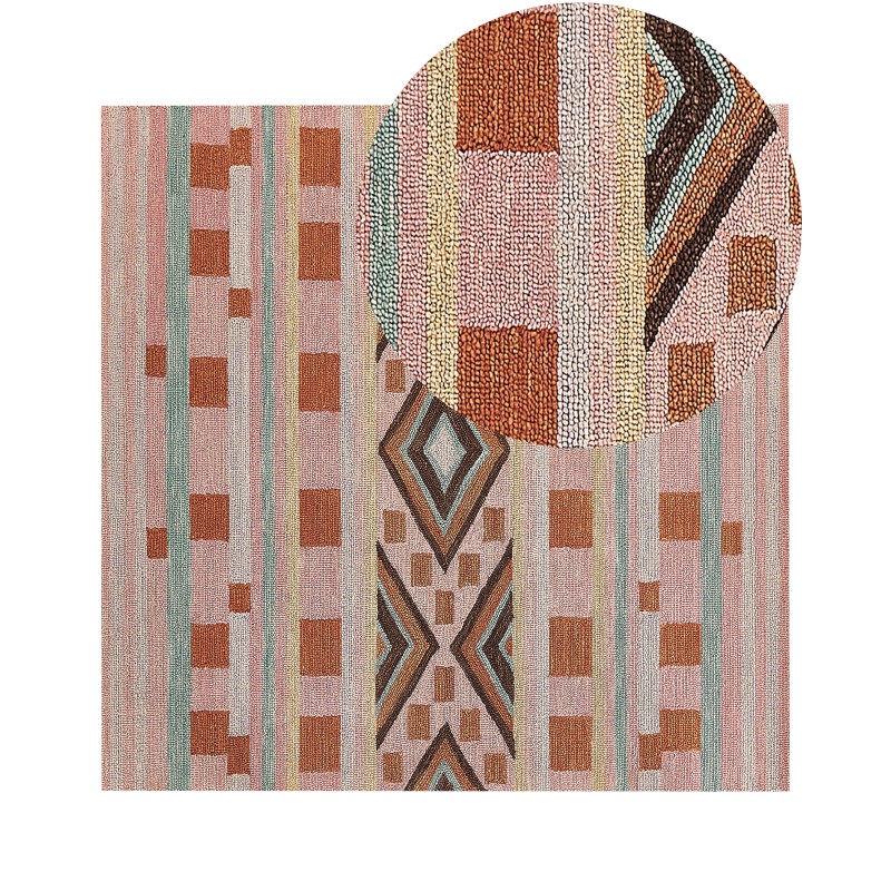 Dywan wełniany 200 x 200 cm wielokolorowy YOMRA