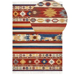 Dywan wełniany kilim 160 x 230 cm wielokolorowy JRARAT