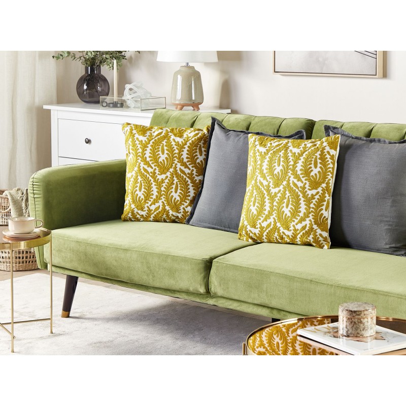 Zestaw 2 poduszek dekoracyjnych PRIMULA Bawełna 45 x 45 cm Musztardowy Ikat