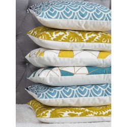 Zestaw 2 poduszek dekoracyjnych PRIMULA Bawełna 45 x 45 cm Musztardowy Ikat