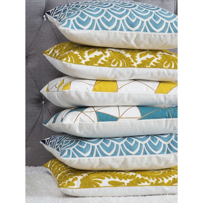 Zestaw 2 poduszek dekoracyjnych PRIMULA Bawełna 45 x 45 cm Musztardowy Ikat