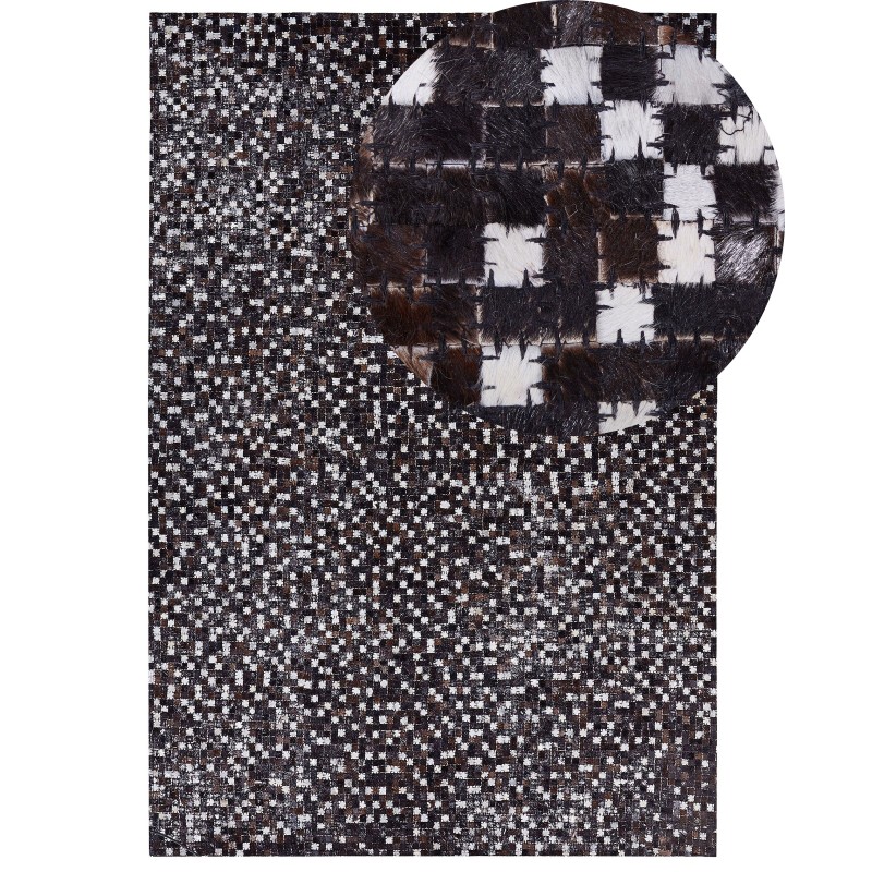 Dywan patchwork skórzany 160 x 230 cm brązowy AKKESE