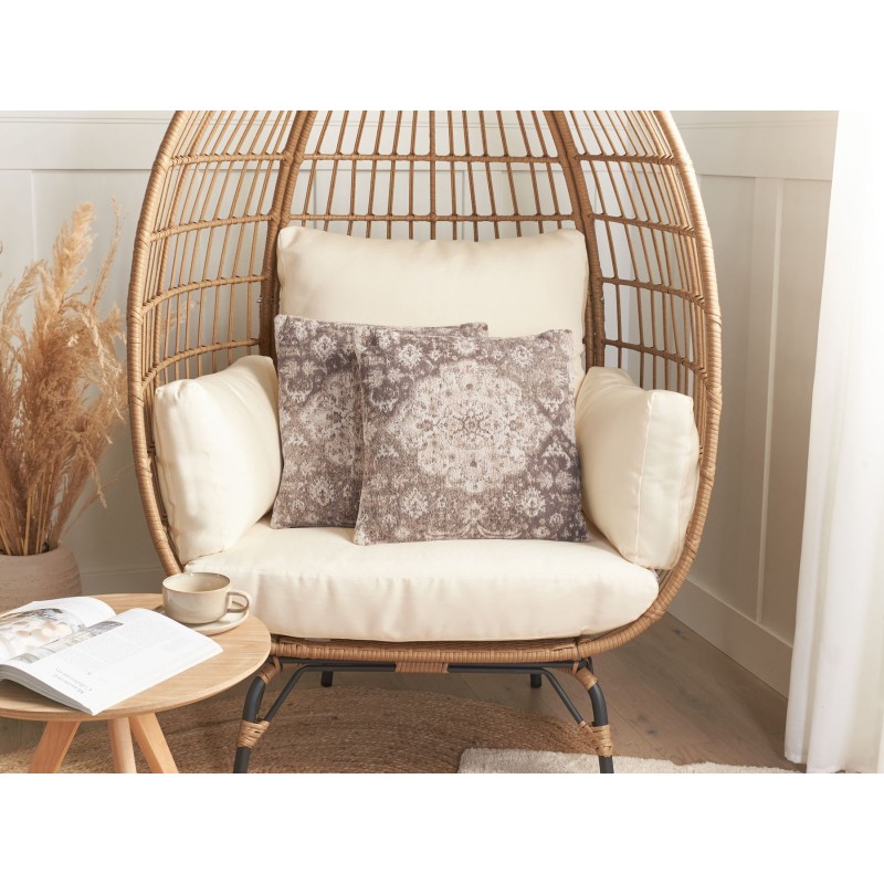 Zestaw 2 poduszek dekoracyjnych MIMISAL Bawełna 45 x 45 cm Brązowy Wzór orientalny