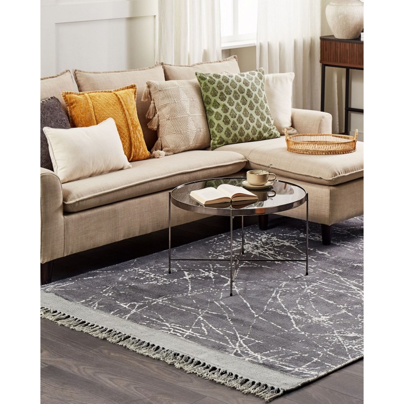 Dywan z wiskozy 140 x 200 cm szary HANLI