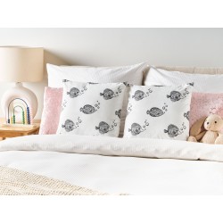 2 bawełniane poduszki dekoracyjne dla dzieci w rybki 45 x 45 cm białe TWEEDIA