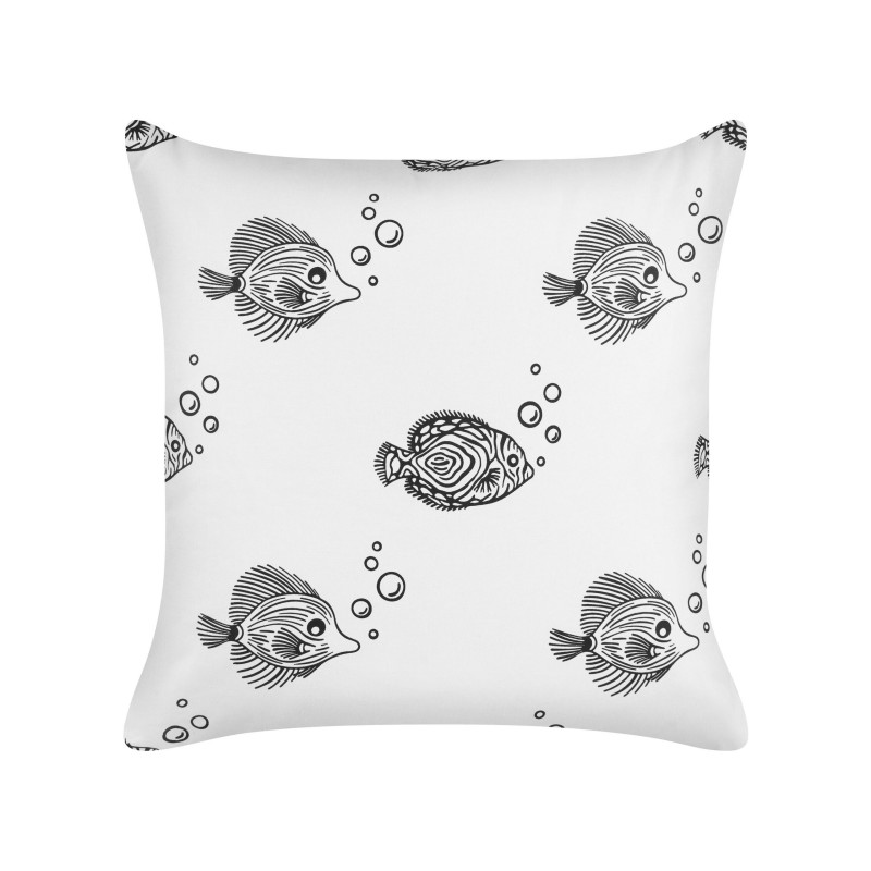 2 bawełniane poduszki dekoracyjne dla dzieci w rybki 45 x 45 cm białe TWEEDIA