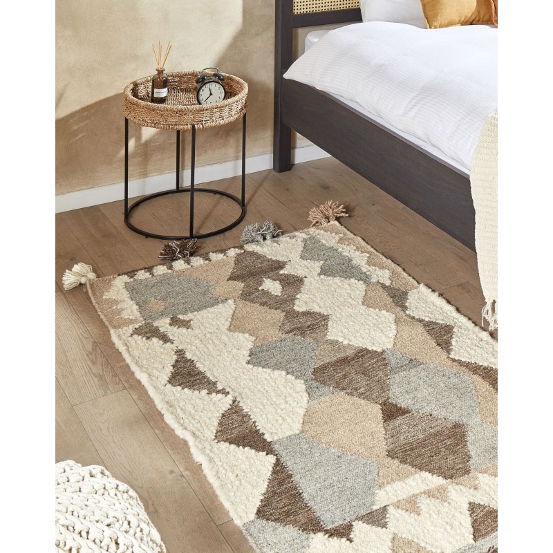 Dywan wełniany kilim 80 x 150 cm wielokolorowy ARALEZ