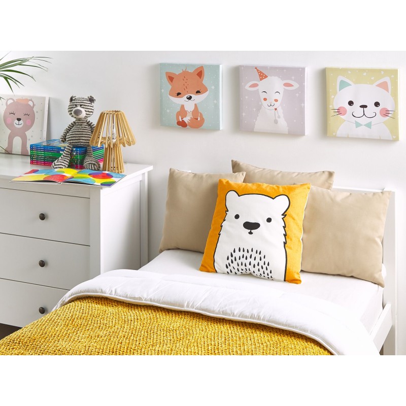 Bawełniana poduszka dla dzieci miś 45 x 45 cm pomarańczowa WARANASI