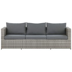 Narożnik ogrodowy ze stolikiem dla 5 osób SABBIA Lewostronny Modułowy Technorattan Jasnoszary