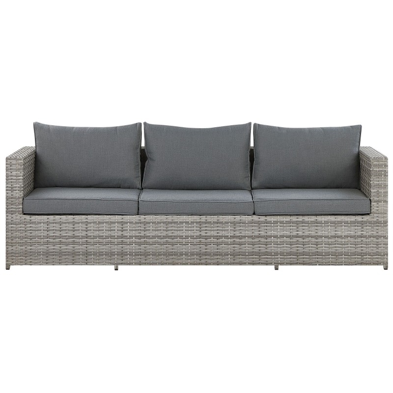 Narożnik ogrodowy ze stolikiem dla 5 osób SABBIA Lewostronny Modułowy Technorattan Jasnoszary