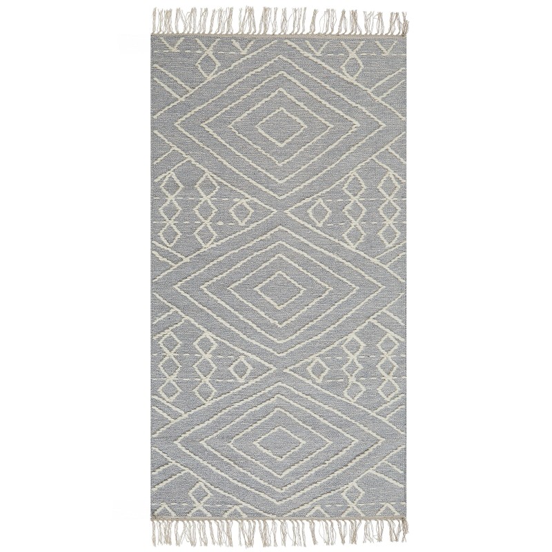 Dywan bawełniany 80 x 150 cm biało-szary KHENIFRA