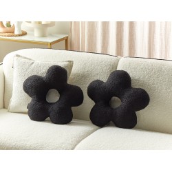 Zestaw 2 poduszek dekoracyjnych CAMPONULA Boucle 40 x 40 cm Czarny Jednolity