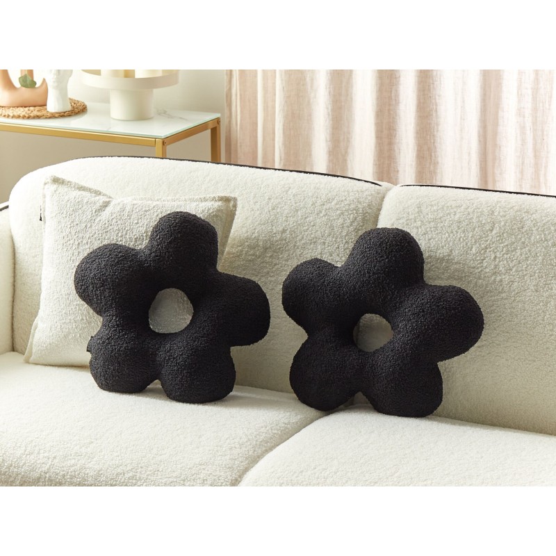 Zestaw 2 poduszek dekoracyjnych CAMPONULA Boucle 40 x 40 cm Czarny Jednolity