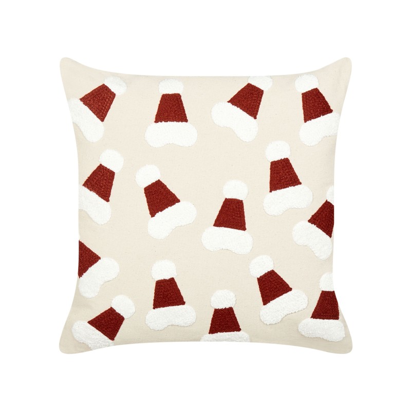 Zestaw 2 poduszek dekoracyjnych SUGARPLUM Bawełna 45 x 45 cm Jasnobeżowy Wzór świąteczny