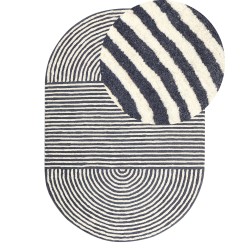 Dywan owalny wełniany 140 x 200 cm biało-grafitowy KWETA