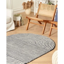 Dywan owalny wełniany 140 x 200 cm biało-grafitowy KWETA