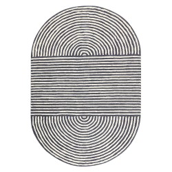 Dywan owalny wełniany 140 x 200 cm biało-grafitowy KWETA