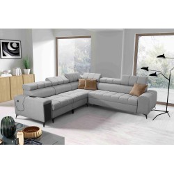 Ecksofa Venna III mit Schlaffunktion, USB-Anschluss und aufklappbarer Bar - Plüsch, Avra 16