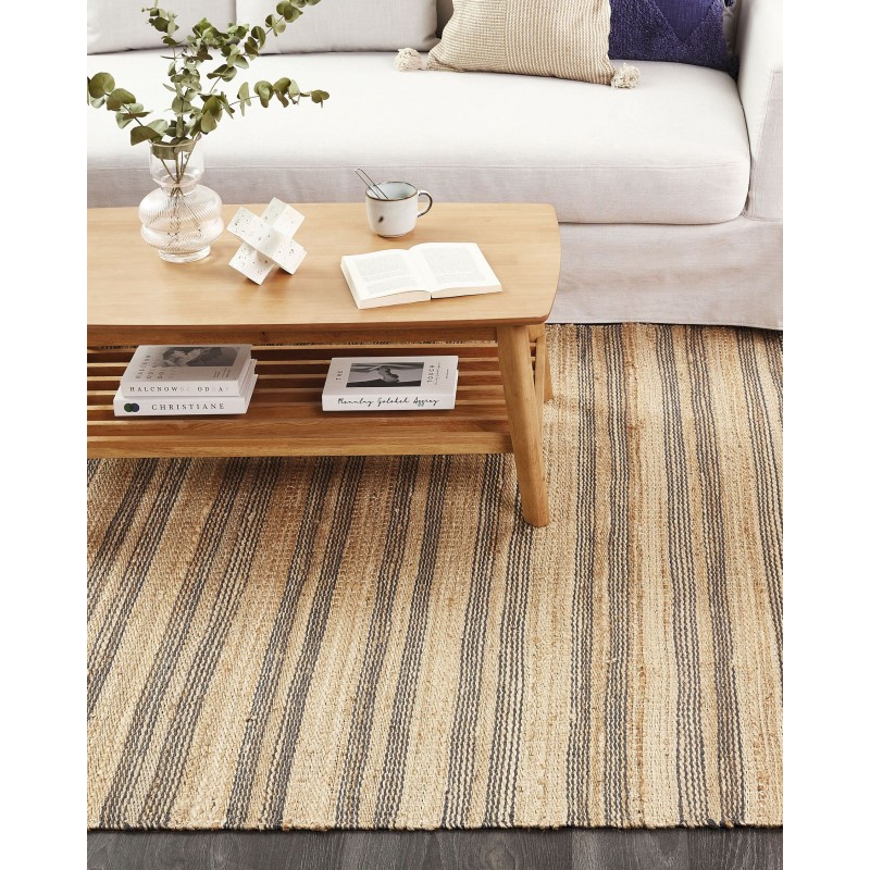 Dywan z juty 160 x 230 cm beżowo- szary BUDHO