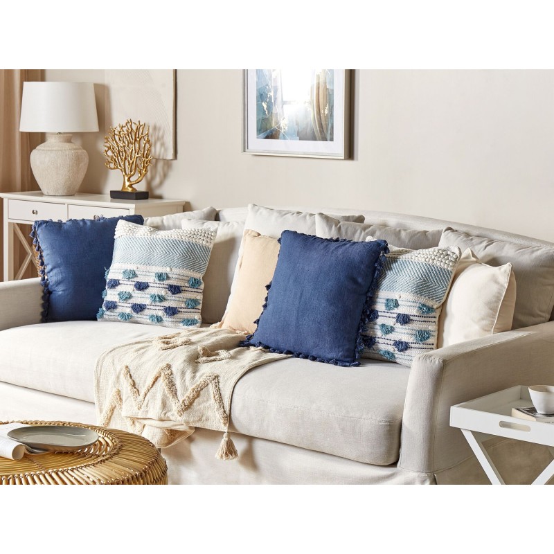 Zestaw 2 poduszek dekoracyjnych DATURA Bawełna 45 x 45 cm Niebieski Wzór geometryczny