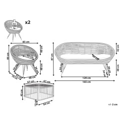 Zestaw ogrodowy ze stolikiem dla 4 osób MARATEA/CESENATICO Rattan Naturalny