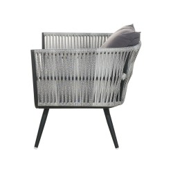 Zestaw ogrodowy ze stolikiem dla 4 osób RAGUSA Technorattan Szary